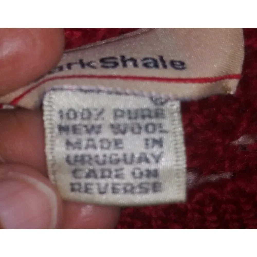 Mark Shale sweater Pure Wool Red pullover geometric print long sleeve bulky cozy